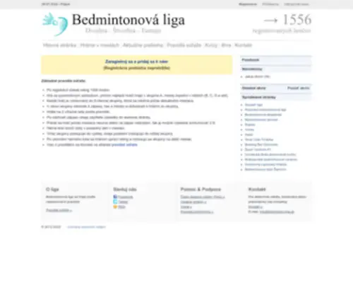 Bedminton-Liga.sk(Úvodná stránka) Screenshot