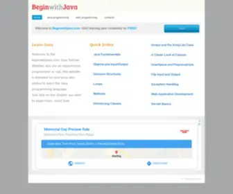 BeginwithJava.com(This tutorial has been written keeping in mind the requirements of students. this tutorial) Screenshot