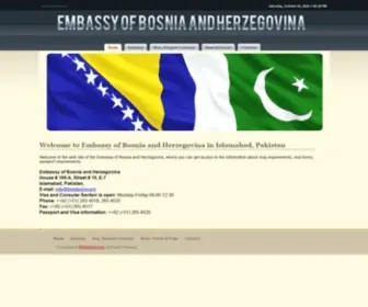 Bembassy.org(Embassy of Bosnia and Herzegovina in Islamabad Pakistan) Screenshot