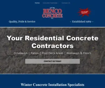 Bencoconcrete.com(Residential and Commercial Concrete Installations in Kitchener) Screenshot