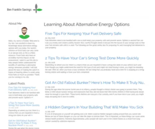 Benfranklinsavings.com(Learning About Alternative Energy Options) Screenshot