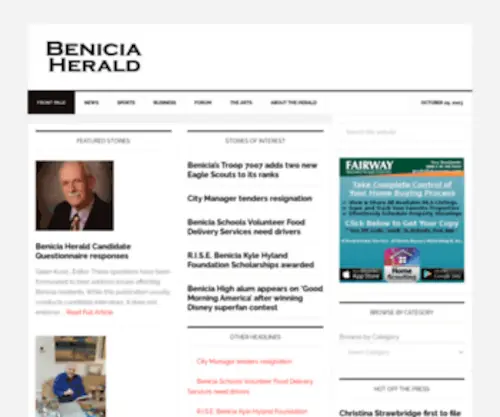 Beniciaheraldonline.com(Serving the Benicia Community and Readers Since 1898) Screenshot