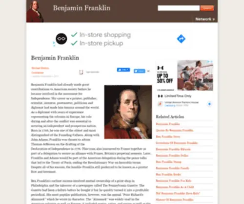 Benjaminfranklinbio.com(Benjamin Franklin) Screenshot