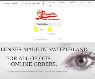Bennewitz.com(Eyeglasses, sunglasses and contact lenses) Screenshot