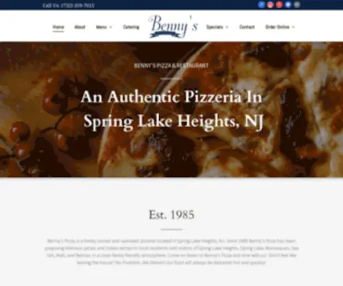 Bennyspizzaspringlake.com(Benny's Pizza & Restaurant) Screenshot
