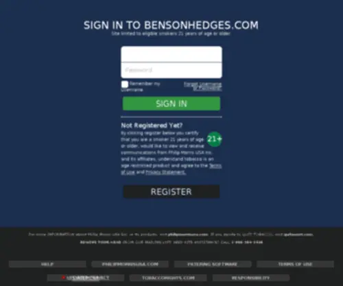 Bensonhedges.com(Shop for over 300) Screenshot