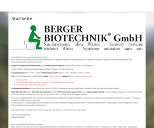 Berger-Biotechnik.com(Willkommen bei BERGER BIOTECHNIK) Screenshot