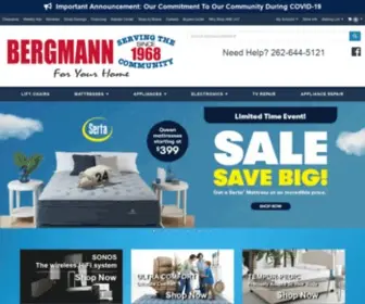 Bergmannappliance.com(Appliances, televisions, mattresses and electronics in slinger, hartford and west bend wisconsin) Screenshot