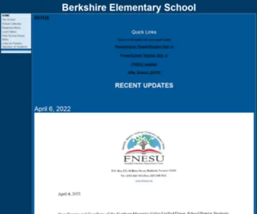 Berkshirek8.net(Berkshire Elementary School) Screenshot