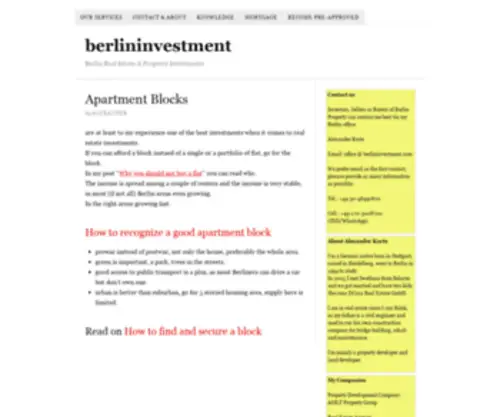 Berlininvestment.com(Berlin Real Estate & Property Investments) Screenshot