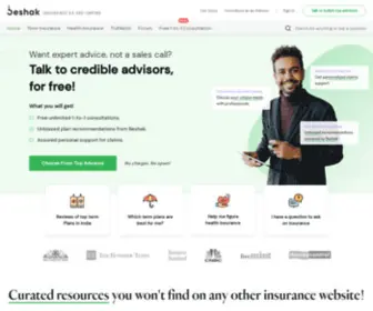 Beshak.org(100% Unbiased Reviews and Comparison of Insurance plans in India) Screenshot