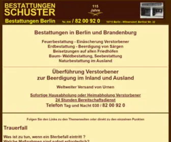Bestattungen-Schuster.de(Bestattungen Berlin) Screenshot