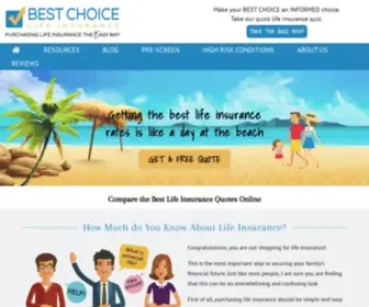 Bestchoicelifeinsurance.com(Instantly Compare the Best Life Insurance Rates Online) Screenshot