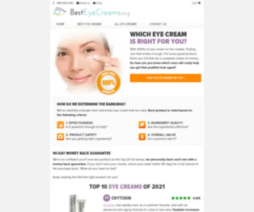 Besteyecreams.org(Best Eye Cream Reviews) Screenshot