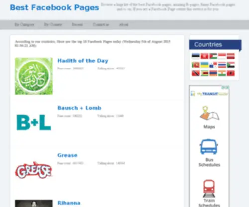 Bestfacebookpages.com(Discover the best Facebook pages) Screenshot