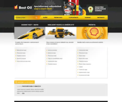 Bestoil.cz(Specializovaný velkoobchod olejů a maziv Shell) Screenshot