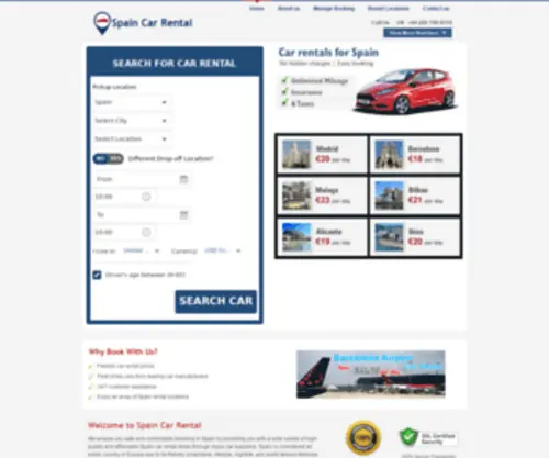 Bestspaincarrental.com(Car Rental Spain) Screenshot