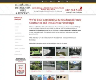 Bethlehemwireandfence.com(Commercial and Residential Fence Contractor and Rental Fence in Pittsburgh) Screenshot