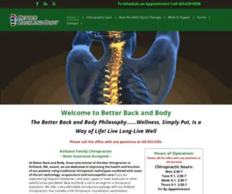 Betterbackandbody.com(We offer a very affordable introductory package with our Kirkland chiropractors) Screenshot