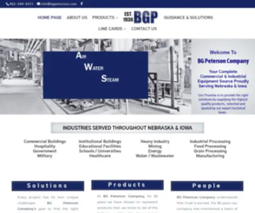 Bgpeterson.com(Boilers, Water Heaters, Pumps, Steam, Geo, Industrial Fans, High Efficiency) Screenshot