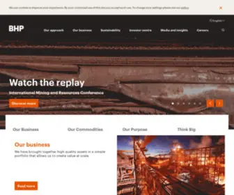 BHP.com(Our products help build a better) Screenshot