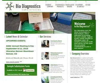 Biadiagnostics.com(Food, Beverage and Botanical Analysis) Screenshot