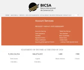 Bicsa.cu(Banco Internacional de Comercio S.A) Screenshot