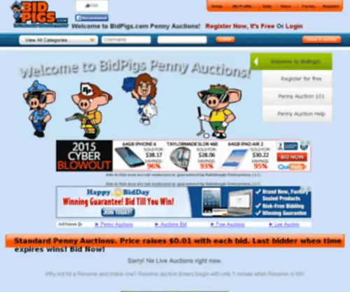 Bidpigs.com(Penny Auction) Screenshot