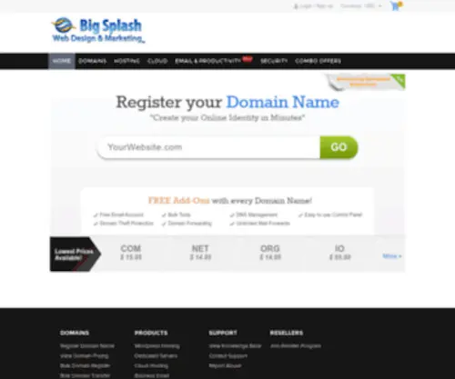 Bigsplash.net(Domain Registration and Transfers by Big Splash) Screenshot