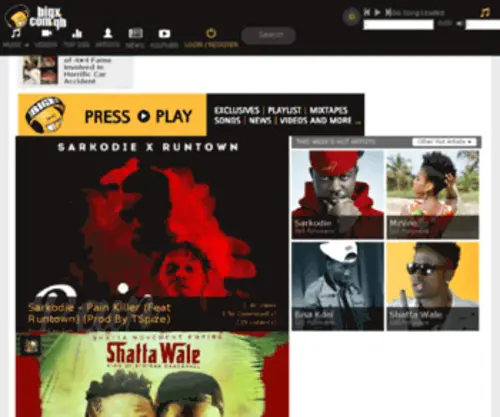Bigx.com.gh(Ghana's premier music portal where you can Listen to Ghana Music) Screenshot