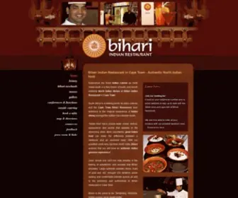 Bihari.co.za(Bihari Indian Restaurant in Cape Town) Screenshot