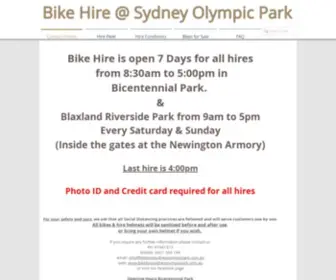 BikehiresydneyolympicPark.com.au(Bike Hire @ Sydney Olympic Park) Screenshot