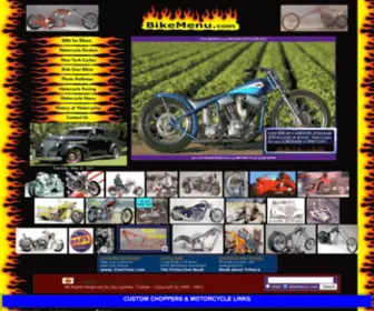 Bikemenu.com(BikeMenu, Jay Lashley custom motorcycles photos images pics, Harleys, Harley-Davidson bobbers, chopped) Screenshot