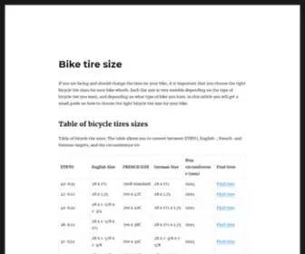 Biketiresize.com(Bike tire size) Screenshot