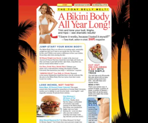 Bikinibodydietonline.com("The Bikini Body Diet" by Tara Kraft) Screenshot