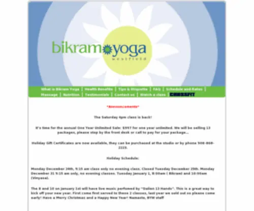 Bikramyogawestfield.com(Bikram) Screenshot