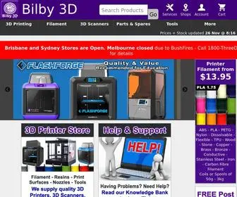 Bilby3D.com.au(3D Printers for Business) Screenshot
