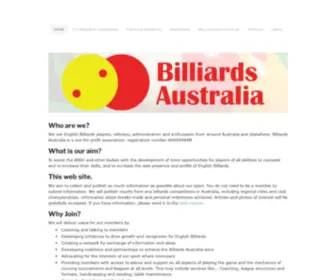 Billiardsaustralia.com(Home of Billiards Australia Inc) Screenshot