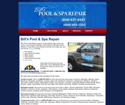 Billspoolandsparepair.com(Pool repair) Screenshot