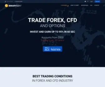 Binarycent.com(Forex and CFD broker with possibility to trade in cents) Screenshot