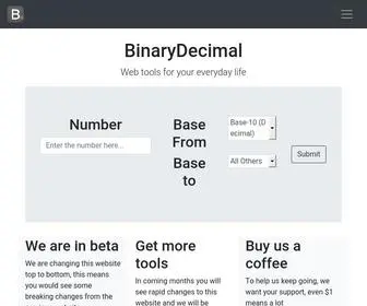 Binarydecimal.com(Your one stop converter for anything) Screenshot