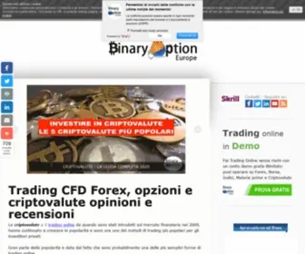 Binaryoptioneurope.com(Guide recensioni di CFD Forex opzioni criptovalute) Screenshot