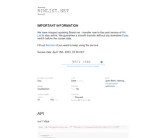 Binlist.net(Free BIN/IIN Lookup Web Service) Screenshot