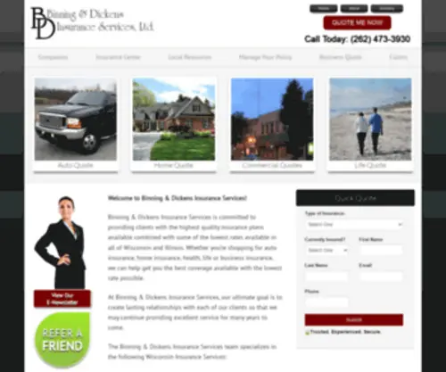 Binningdickens.com(Whitewater WI Home Insurance) Screenshot