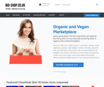 Bio-Shop.co.uk(Free Classified Ads For Organic & Vegan) Screenshot