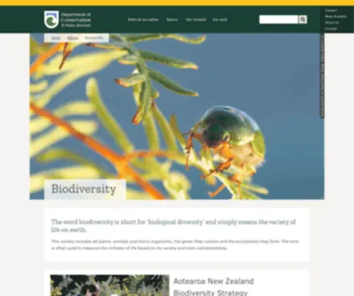 Biodiversity.govt.nz(Nature) Screenshot