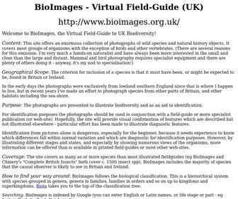 Bioimages.org.uk(Virtual Fieldguide (UK)) Screenshot