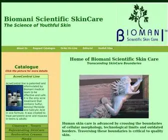 Biomaniskincare.com(Biomani SkinCare About Us) Screenshot