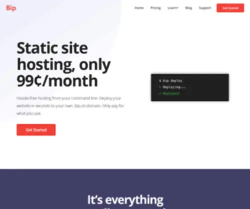 Bip.sh(Fast and simple static website hosting) Screenshot