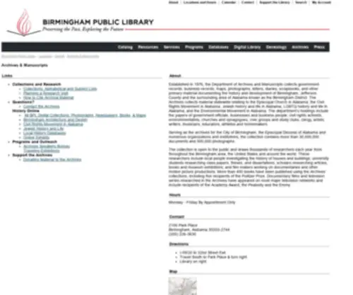 Birminghamarchives.org(Birmingham Public Library) Screenshot